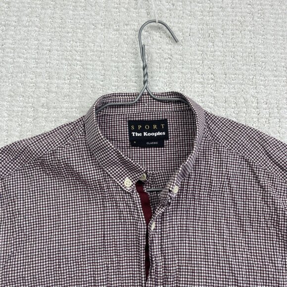The Kooples Sport Red gingham Plaid Classic Button Up Long sleeve Shirt Men S - Picture 2 of 15